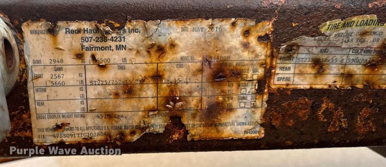 image for item EM2084 2016 Redi-haul tilt deck utility trailer