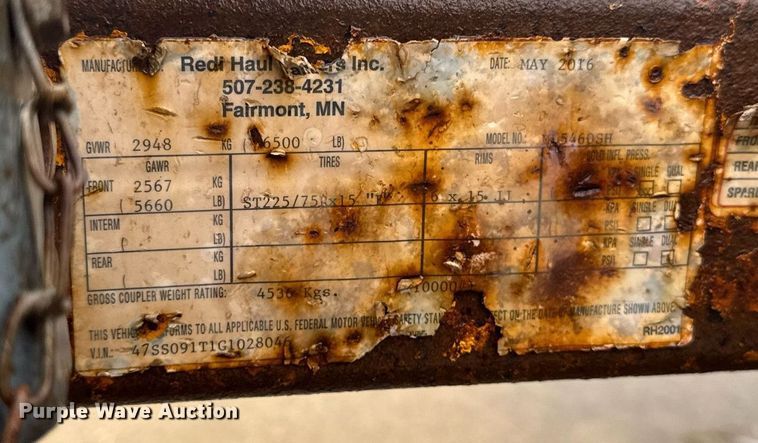 image for item EM2084 2016 Redi-haul tilt deck utility trailer