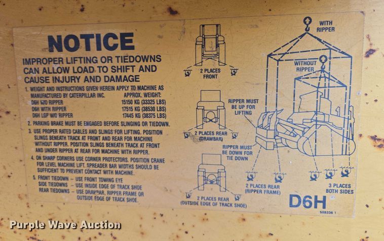image for item EN8110 1993 Caterpillar D6H XR Series II cable plow