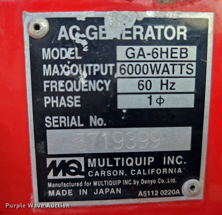 image for item EN8157 MQ Power GA-6HEB generator