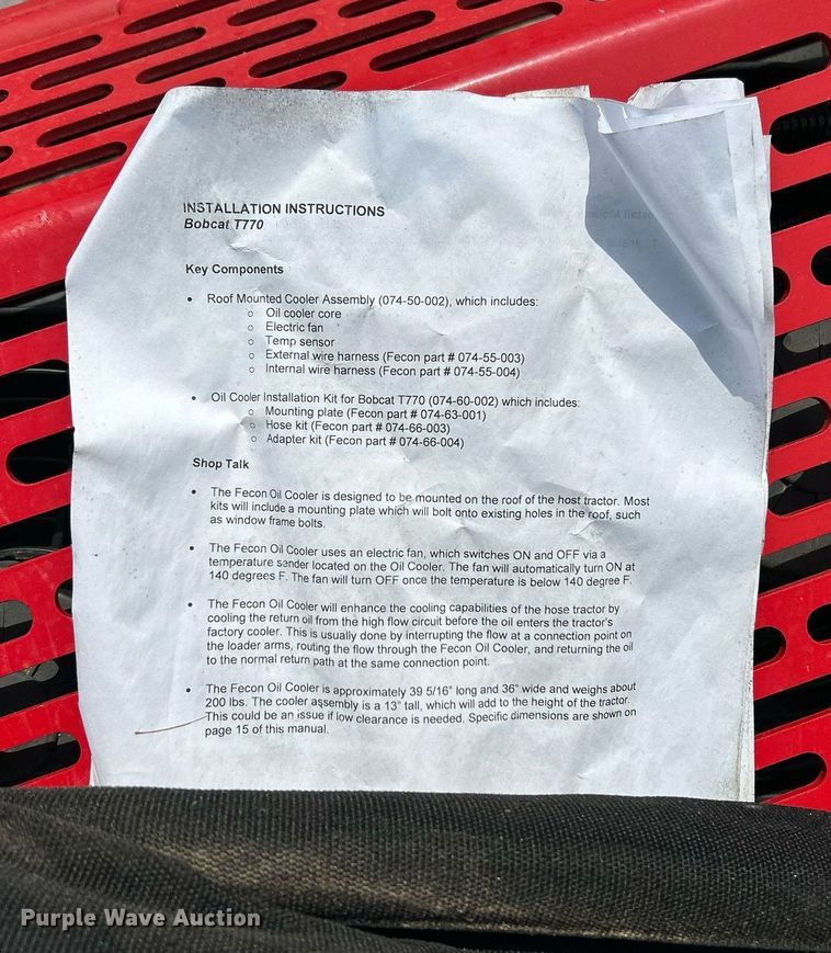 image for item EX9287 Fecon 074-50-002 hydraulic oil cooler