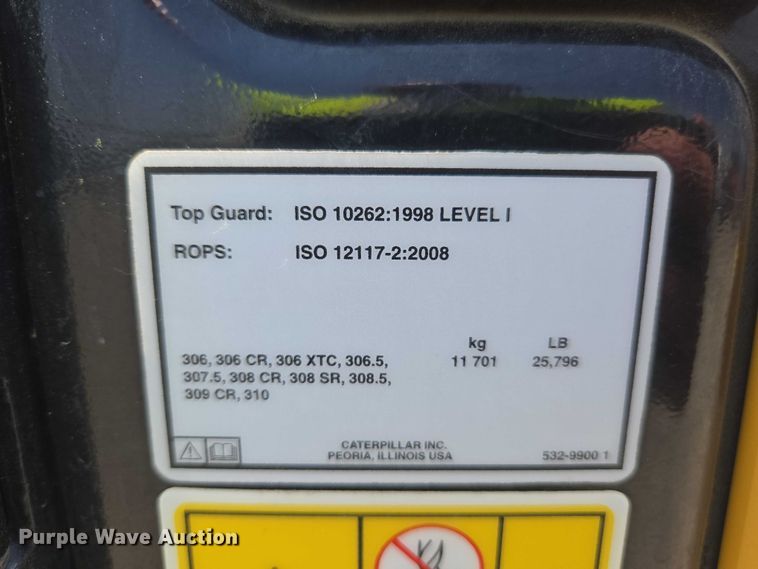 image for item YA0533 2022 Caterpillar 309CR excavator