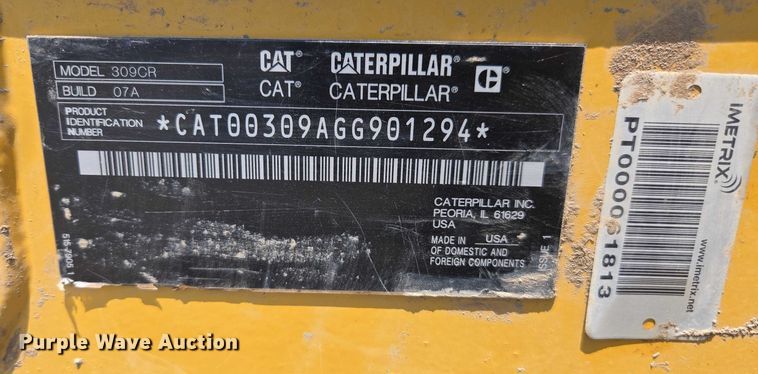 image for item YA0533 2022 Caterpillar 309CR excavator