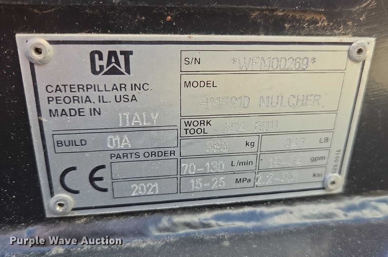 image for item YA0624 2021 Caterpillar HMF210 excavator flail mower