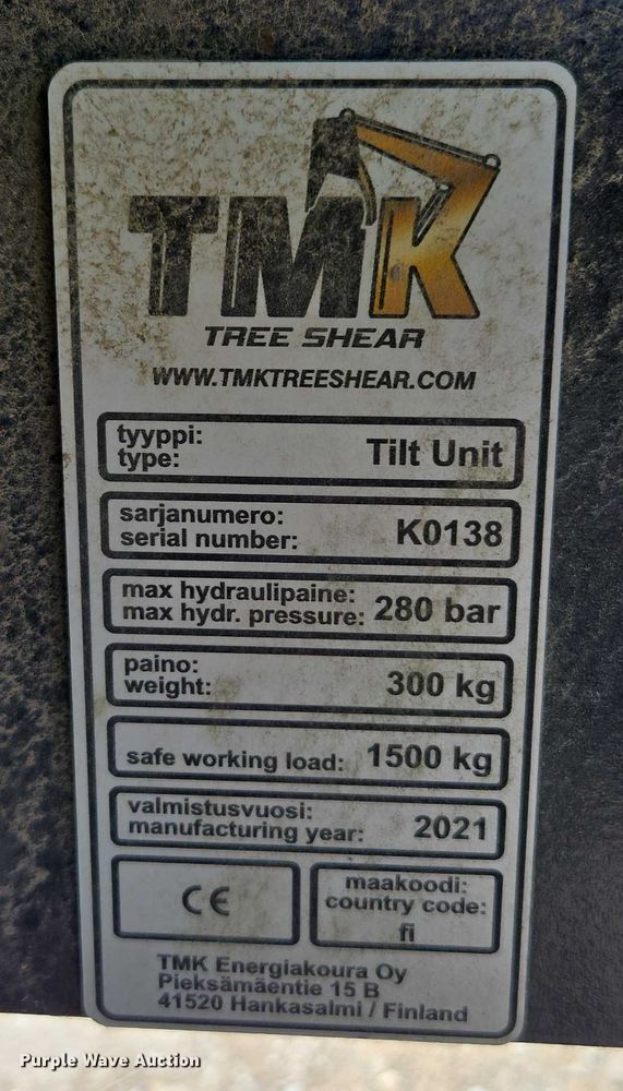 image for item YA0629 2021 TMK 300 excavator tree shear