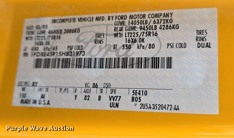image for item DO7938 2006 Ford E450 Super Duty school bus