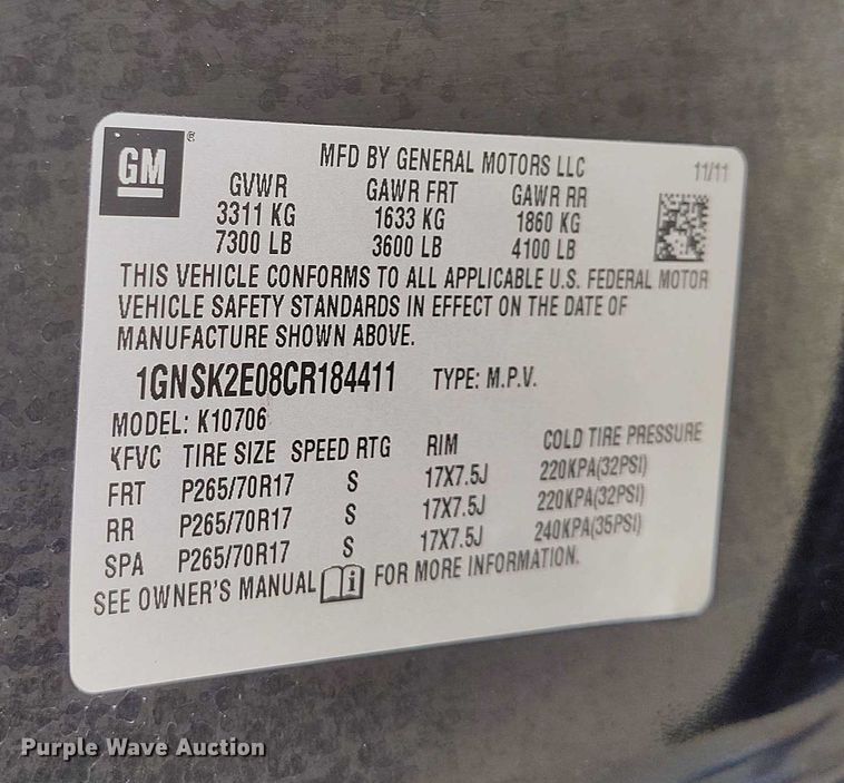 image for item DP5000 2012 Chevrolet Tahoe Police SUV