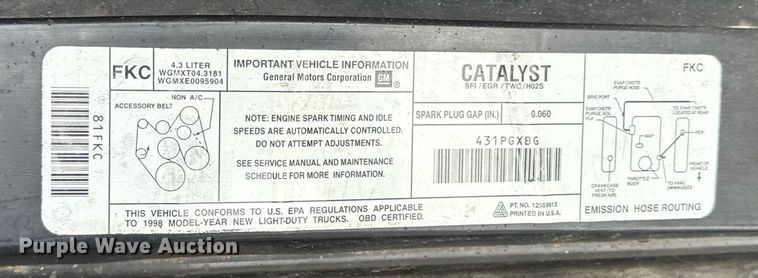 image for item DR2780 1998 Chevrolet S10 pickup truck