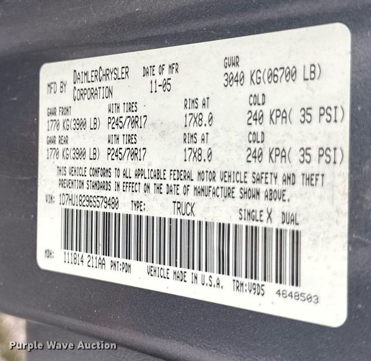 image for item DR2791 2006 Dodge Ram 1500 Quad Cab pickup truck
