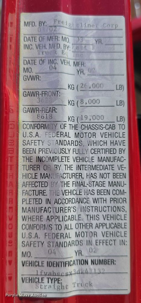 image for item DR3787 2003 Freightliner Business Class M2 chipper truck