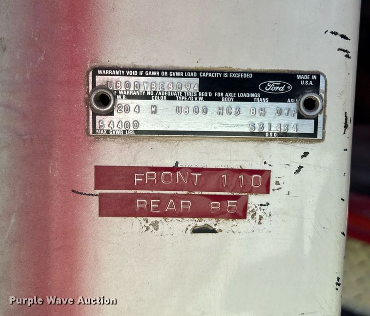 image for item DS4371 1978 Ford 8000 pumper fire truck