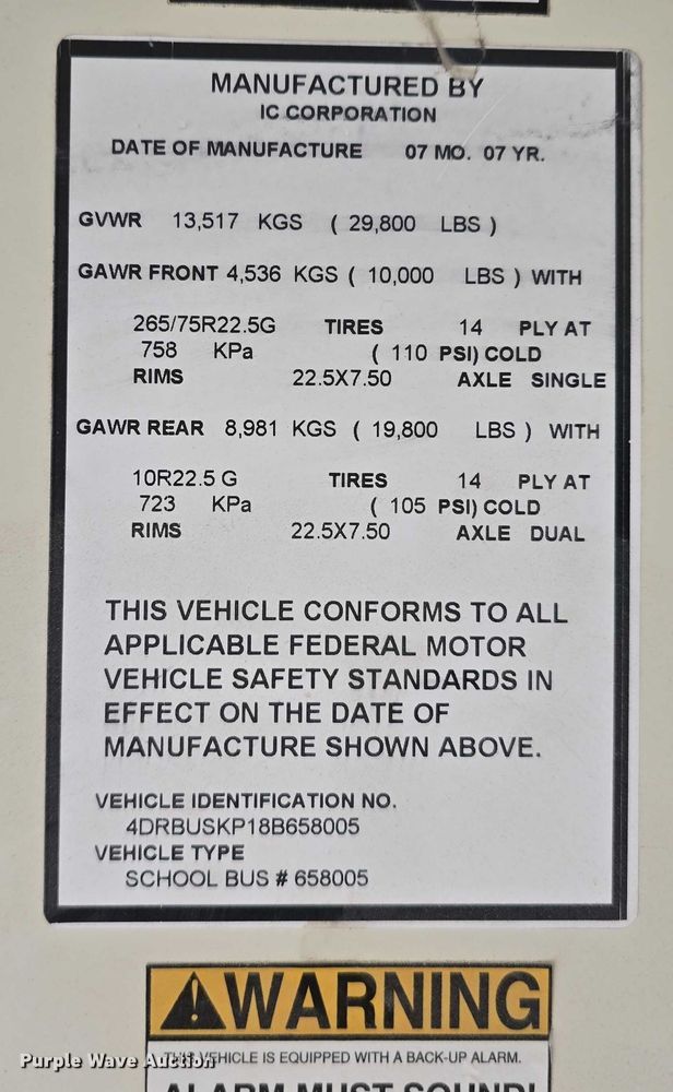 image for item DT6968 2008 IC Corporation CE200 school bus