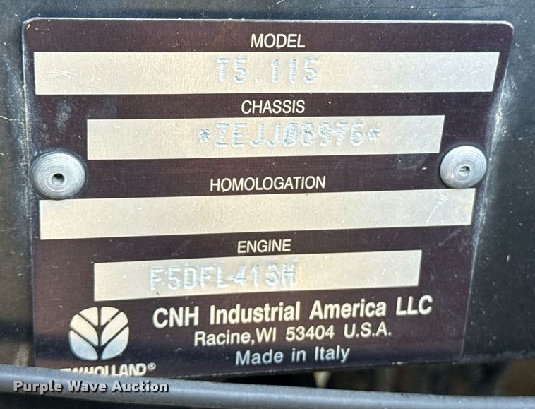 image for item DU7833 2014 New Holland T5-115 MFWD tractor