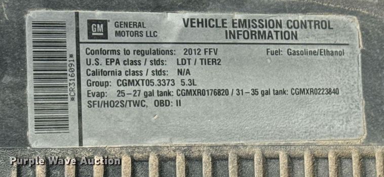 image for item DU7850 2012 Chevrolet Tahoe Police SUV