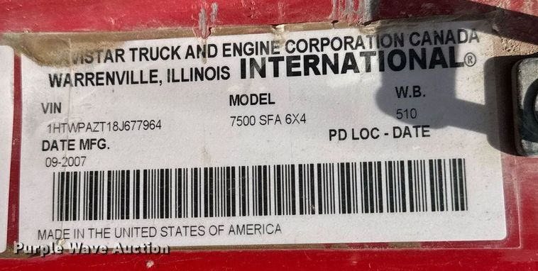 image for item DU7851 2008 International 7500 dump truck