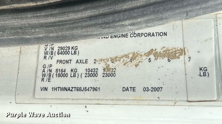 image for item DU7863 2008 International 7500 dump truck