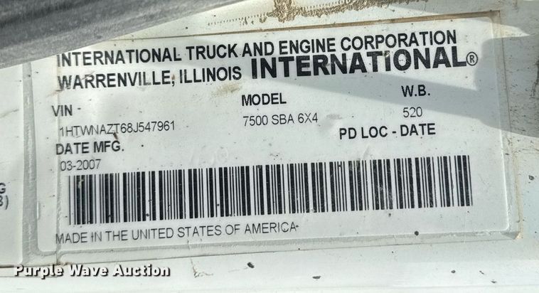 image for item DU7863 2008 International 7500 dump truck