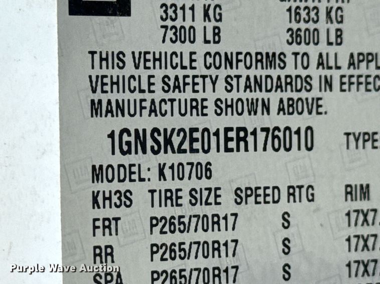 image for item DU9873 2014 Chevrolet Tahoe Police SUV