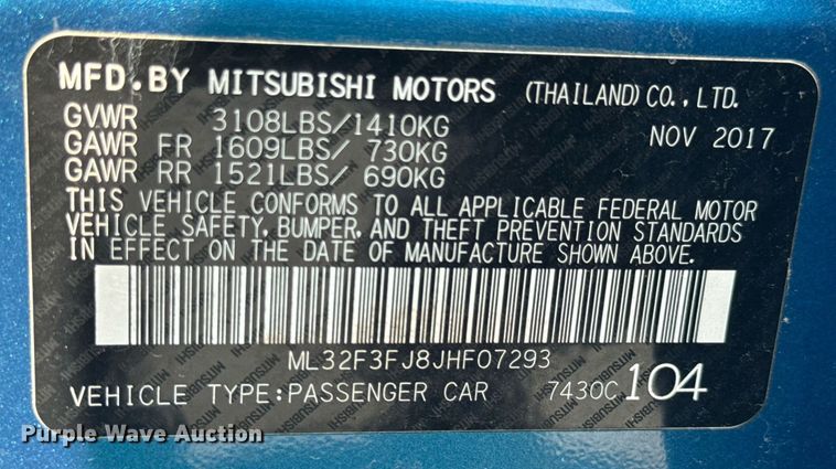 image for item DU9874 2018 Mitsubishi Mirage G4 