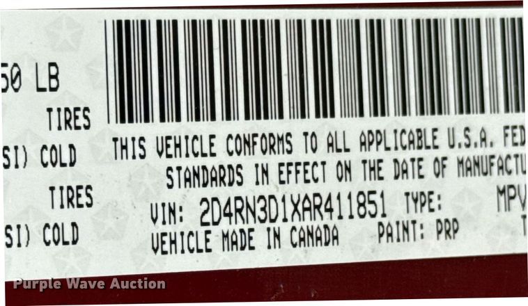 image for item DU9881 2010 Dodge Grand Caravan SE van