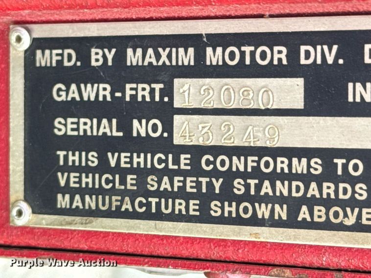 image for item DU9882 1975 Maxim Motor pumper fire truck