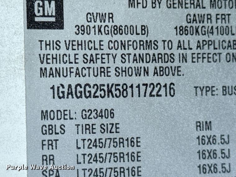 image for item DU9914 2008 Chevrolet Express G2500 van