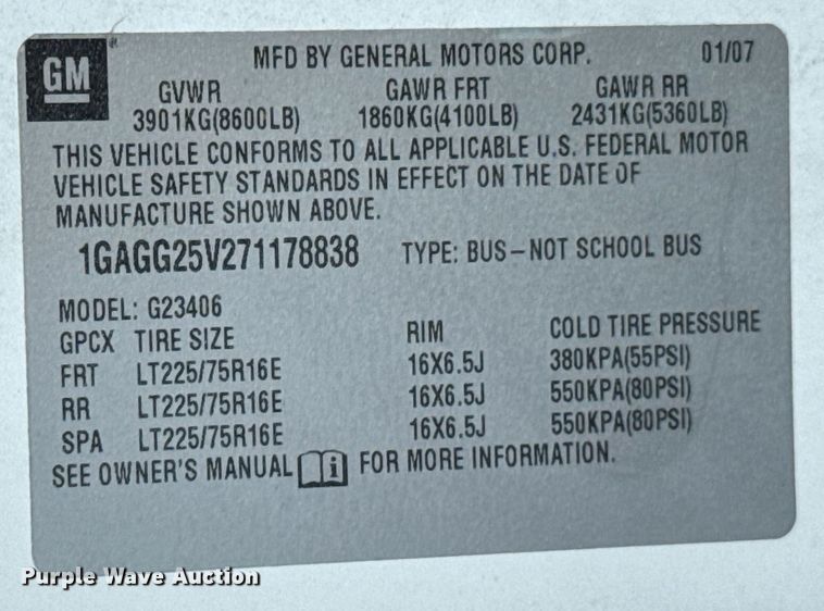 image for item DU9915 2007 Chevrolet Express G2500 van