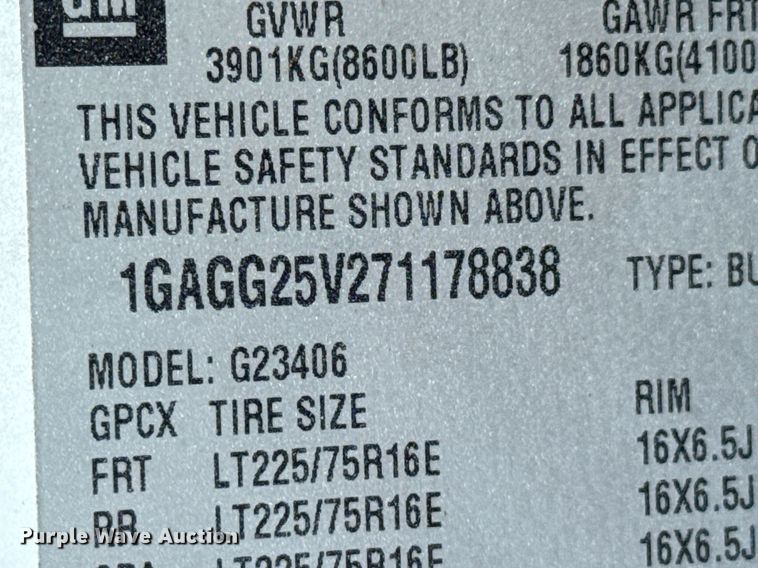 image for item DU9915 2007 Chevrolet Express G2500 van