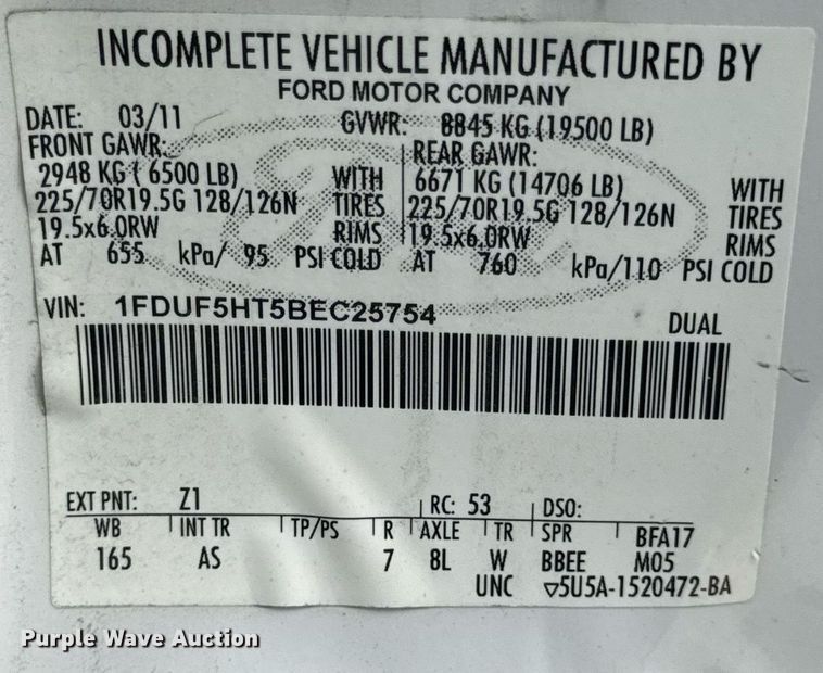 image for item DV4173 2011 Ford F550 XL utility / service truck