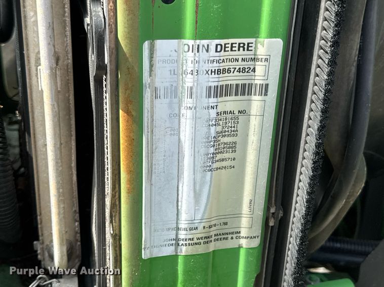 image for item DV4219 2011 John Deere 6430 MFWD tractor