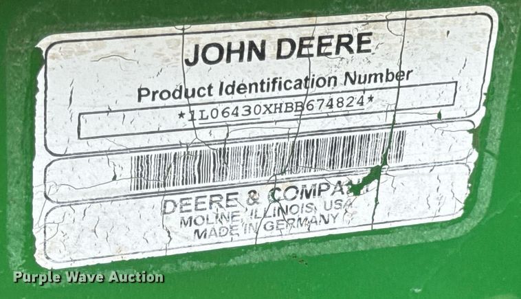 image for item DV4219 2011 John Deere 6430 MFWD tractor