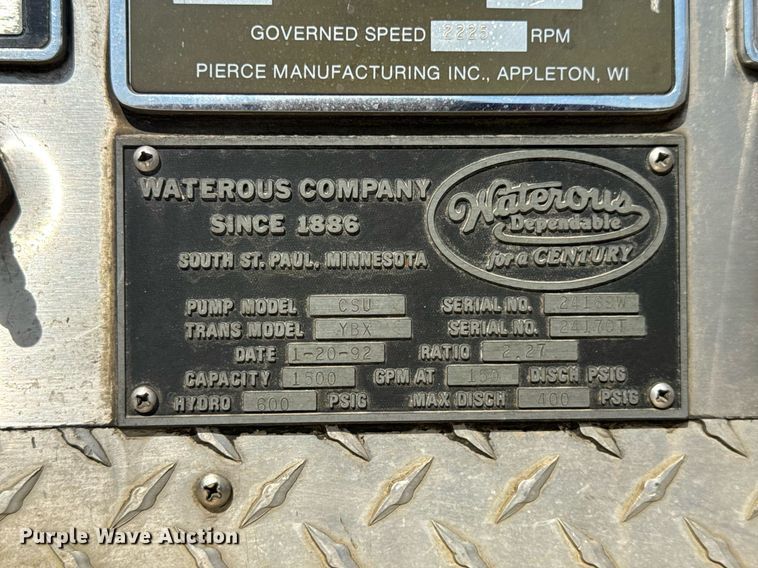 image for item DV4246 1992 Pierce pumper fire truck