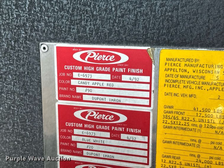 image for item DV4246 1992 Pierce pumper fire truck