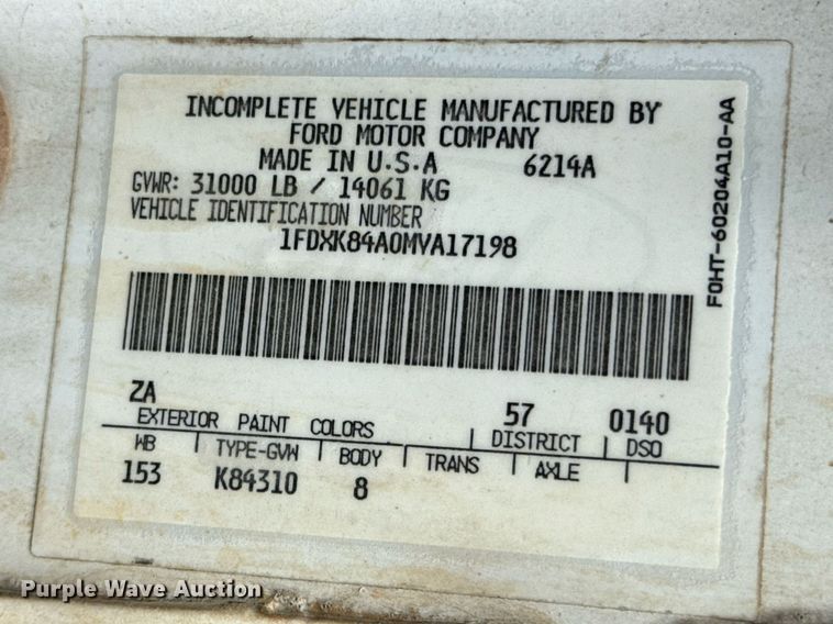 image for item DX5534 1991 Ford F800F dump truck