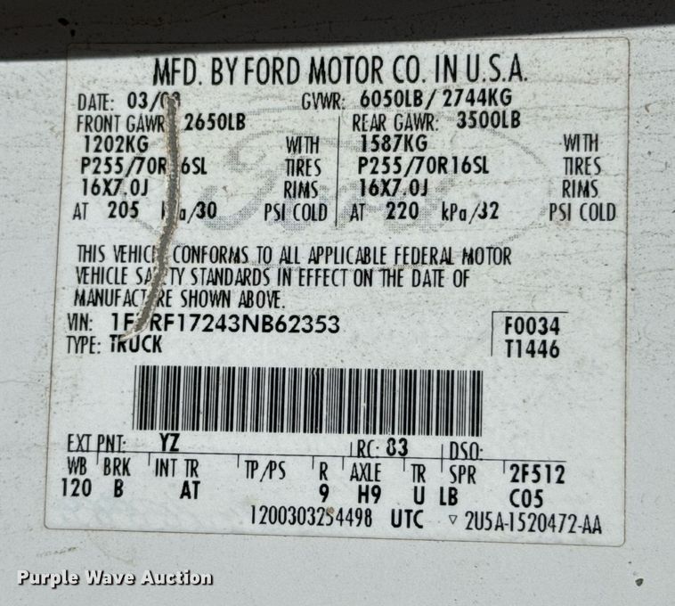 image for item DX5535 2003 Ford F150 pickup truck