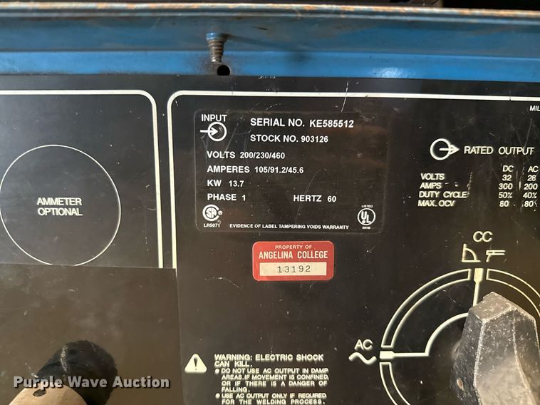 image for item DX5538 (2) Miller Shopmaster 300 AC/DC welder