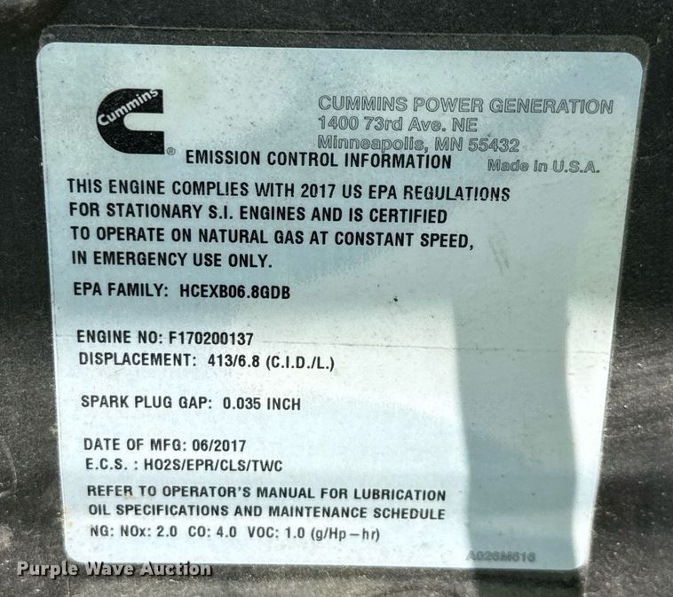 image for item DX5542 Cummins Power Generation GGHJ-1745393 generator