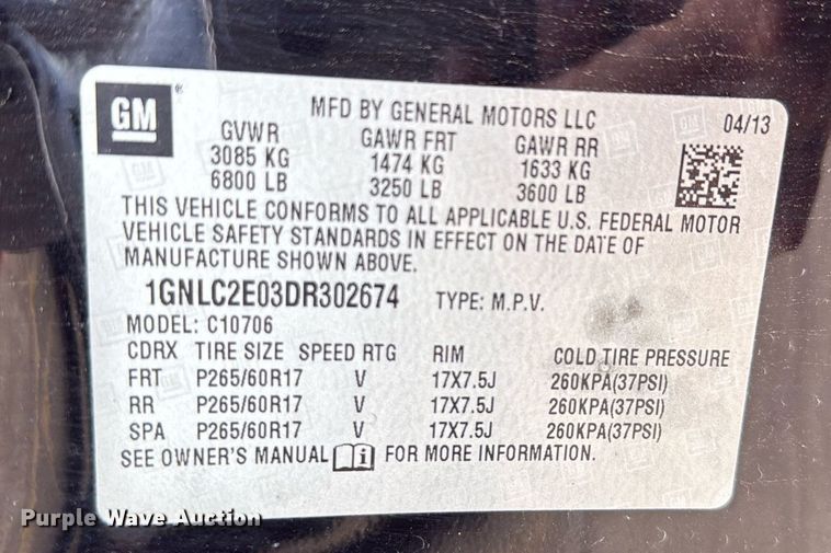 image for item DX5545 2013 Chevrolet Tahoe Police  SUV