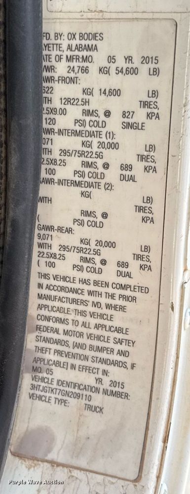 image for item DX5599 2016 Caterpillar CT660S dump truck