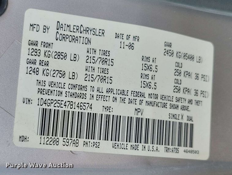 image for item DX7099 2007 Dodge Caravan SE van