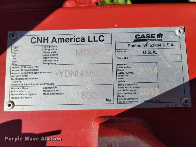 image for item DX7109 2014 Case MD92 disc mower