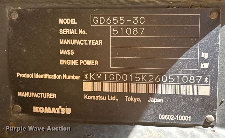 image for item DY0218 2005 Komatsu  GD655-3C motor grader