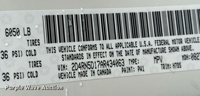 image for item DY0224 2010 Dodge Grand Caravan SXT van