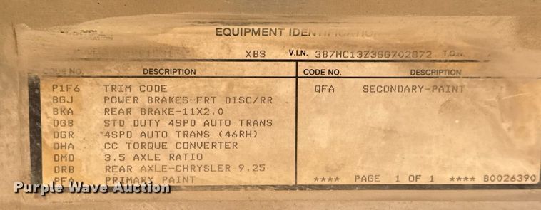 image for item DY0227 1995 Dodge Ram 1500 Club Cab pickup truck