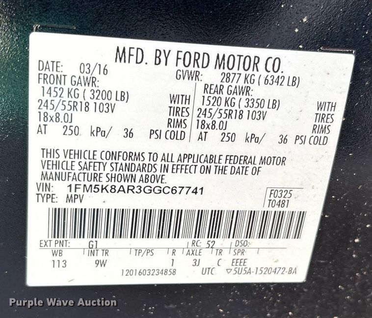 image for item DY0679 2016 Ford Explorer Police SUV