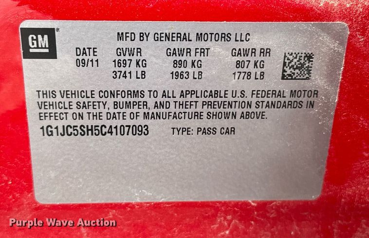 image for item DZ8558 2012 Chevrolet Sonic LT 