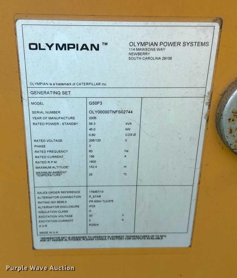 image for item DZ8560 Olympian G50F3 generator