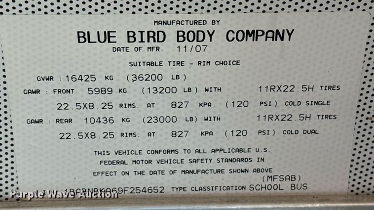 image for item DZ8566 2009 Blue Bird All American coach bus