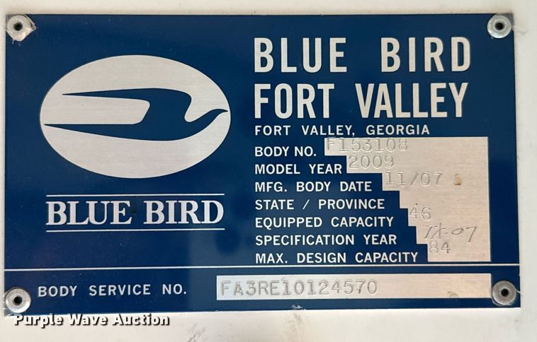 image for item DZ8566 2009 Blue Bird All American coach bus