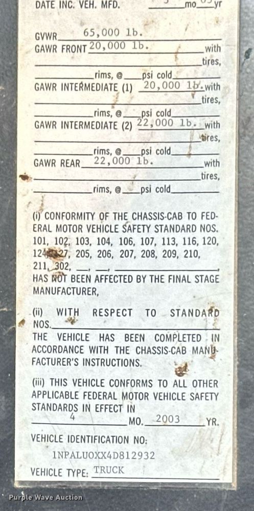 image for item EB2642 2004 Peterbilt 357 dump truck